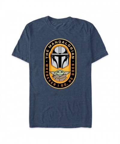 Adult Star Wars: The Mandalorian ''Wherever I Go He Goes'' Soft Blue T-Shirt