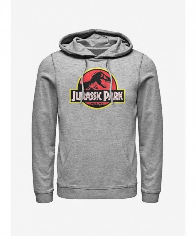 Jurassic Park Iconic Logo Men's Heather Grey Hoodie - Black