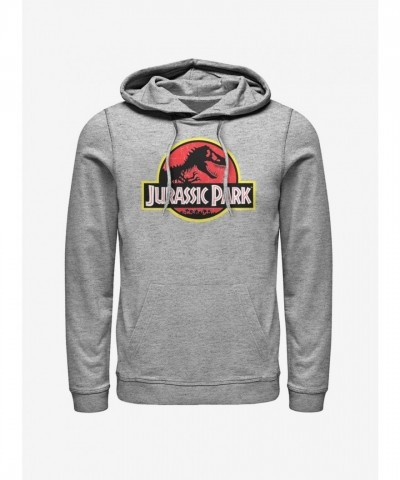 Jurassic Park Iconic Logo Men's Heather Grey Hoodie - Black