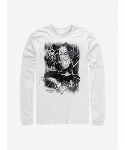 Marvel's Spider-Man Inked Graphic Men's Long Sleeve T-Shirt - White