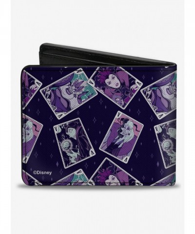 Disney Men's Vegan Leather Bifold Wallet with Villains Card Posing Design