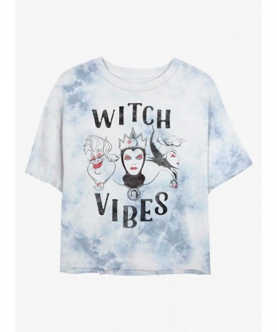 Disney Villains Vibes Crop T-Shirt for Girls - Ursula, Evil Queen, Maleficent Tie-Dye Multi