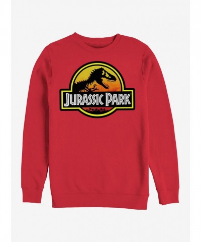Jurassic Park Logo Outlined Unisex Sweatshirt - Red