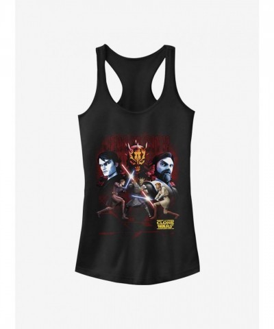 Star Wars Clone Wars Versus Mode Girls Cotton Tank Top - Black