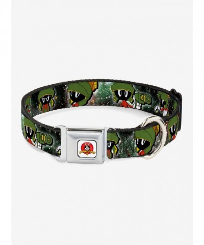 Looney Tunes Marvin The Martian Galaxy Seatbelt Dog Collar - USA Made Durable Polyester