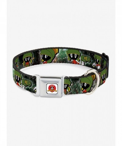 Looney Tunes Marvin The Martian Galaxy Seatbelt Dog Collar - USA Made Durable Polyester