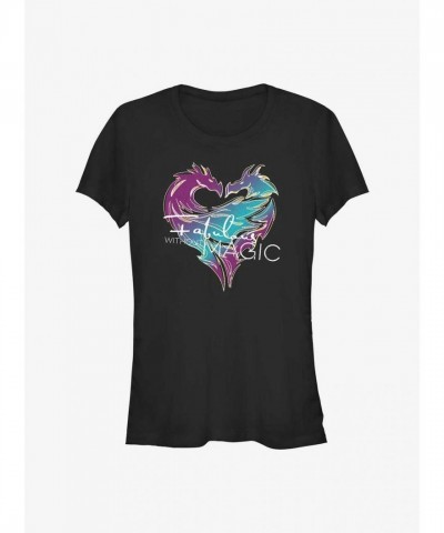 Disney Descendants Fabulous No Magic Junior Girls T-Shirt - Black