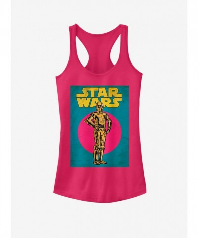 Star Wars C3PO Girls Pink Tank Top