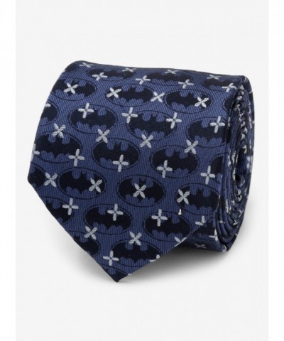 DC Comics Prussian Blue Silk Tie with Rotating Silver Crosses for Men