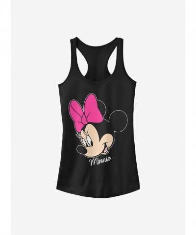 Disney Minnie Mouse Big Face Cotton Tank Top for Girls - Black
