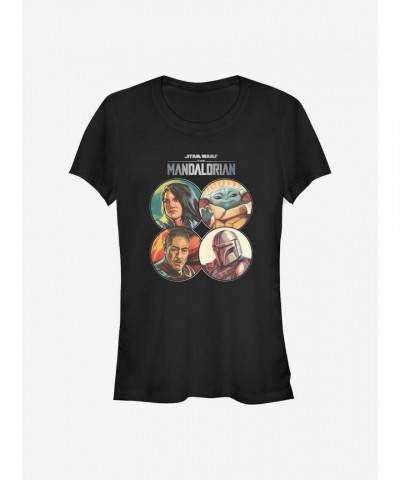 Mandalorian Main Crew Coin T-Shirt for Girls - Soft Black Cotton