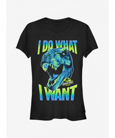 T. Rex Do What I Want Ombre Print Girls T-Shirt - Black