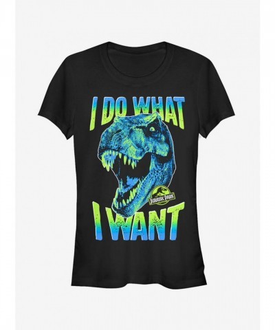 T. Rex Do What I Want Ombre Print Girls T-Shirt - Black