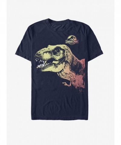 Jurassic Park Sunset Rex Men's T-Shirt - Comfortable Blue Cotton