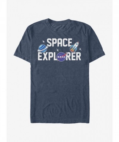 NASA Heather Navy Blue Space Explorer T-Shirt - Unisex