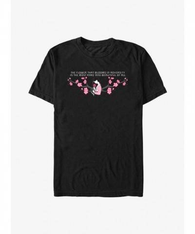 Disney Mulan's Elegant Flower Design T-Shirt - Unisex Black