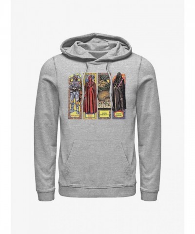 Star Wars 40th Anniversary Grey Hoodie Featuring Return of the Jedi Stained Glass Characters