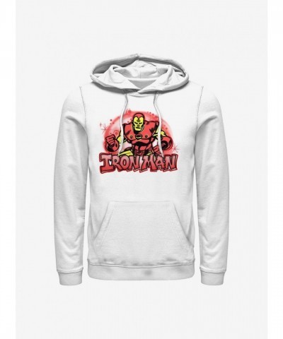Marvel's Airbrushed Iron Man Hoodie - White for Men