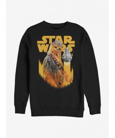 Star Wars Inspired Comfortable Long Sleeve Sweatshirt for Men - Chewbacca Crew Neck - Black