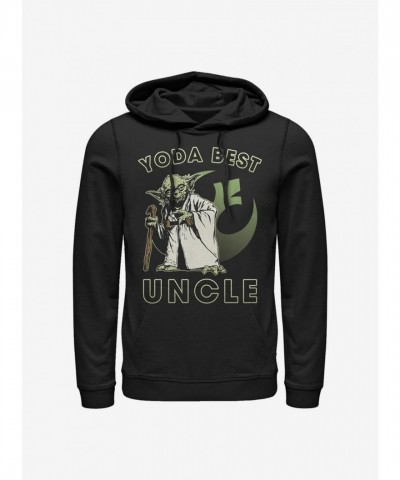 Yoda Inspired Best Uncle Black Hoodie - Unisex