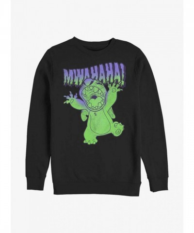 Disney Lilo & Stitch Mwahaha Black Crew Sweatshirt for Men