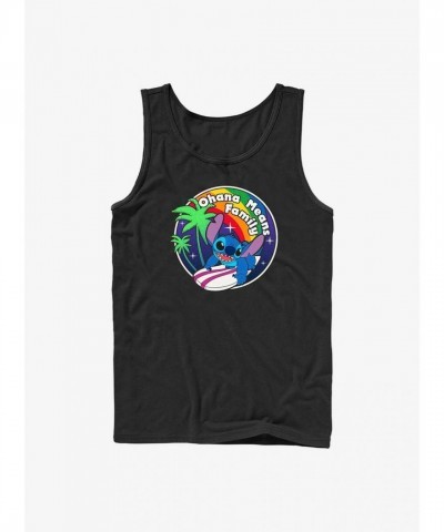 Disney Lilo & Stitch Unisex Rainbow Ohana Tank Top - Black