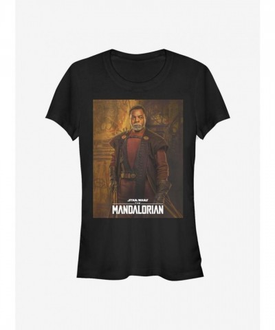 Mandalorian Greef Karga Poster Tee for Girls - Black Cotton
