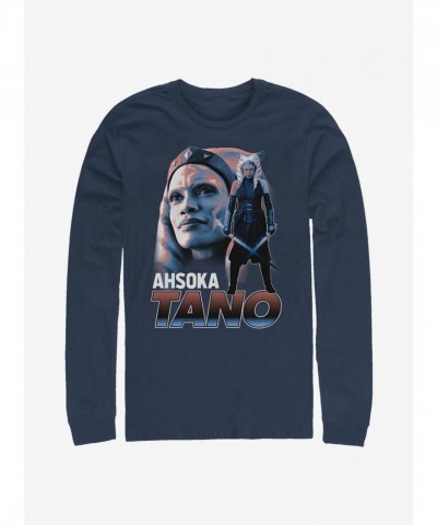 Mandalorian Ahsoka T-Shirt for Men - Comfortable Blue Long Sleeve Trainer