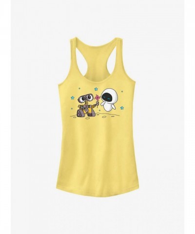 Disney Pixar Chibi Wall-E and Eve Girls Tank Top in Yellow