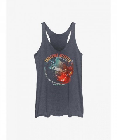 Star Wars The Book of Boba Fett Challenge Accepted Girls Tank Top - Navy Blue