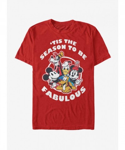 Disney Mickey Mouse Red Holiday T-Shirt for Men - Lightweight & Comfortable