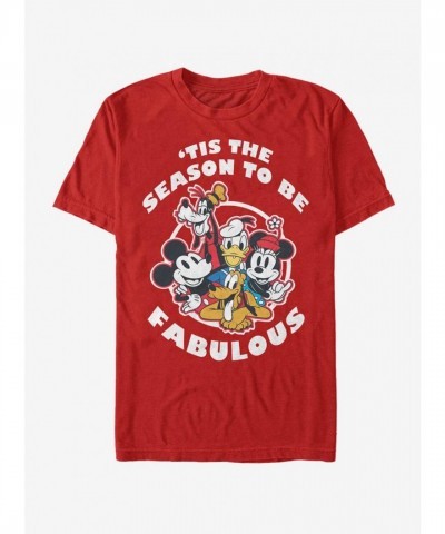 Disney Mickey Mouse Red Holiday T-Shirt for Men - Lightweight & Comfortable