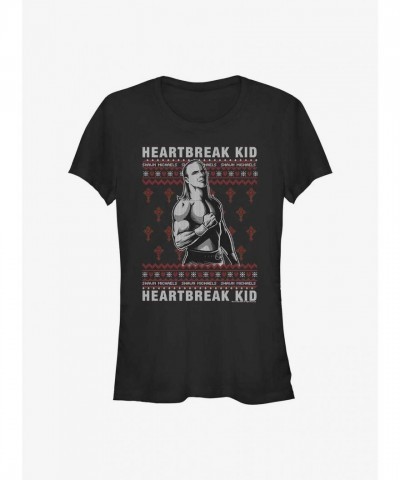 WWE Shawn Michaels T-Shirt for Girls - Ugly Christmas Edition - Black