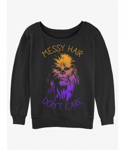 Chewbacca Inspired Messy Hair Slouchy Sweatshirt for Girls - Black