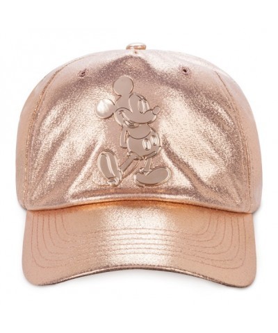 Mickey Mouse Glam Rose Gold Baseball Cap for Adults