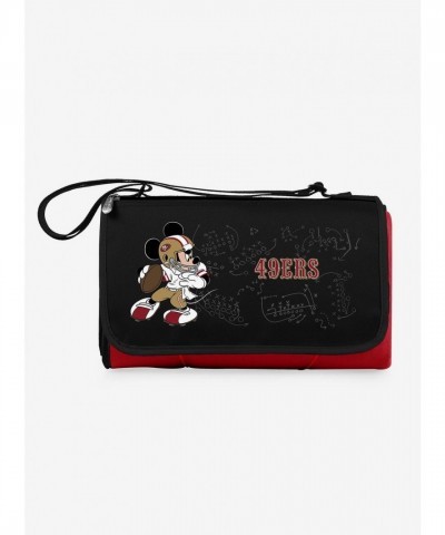 Disney Mickey Mouse NFL 49ers Snuggly Outdoor Picnic Blanket with Tote
