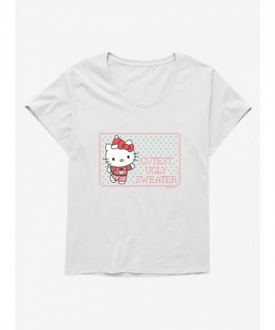 Hello Kitty Ugly Christmas Tee for Plus Size Girls - White