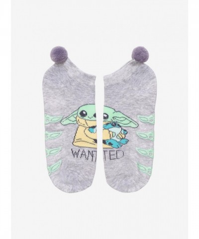 Star Wars Grogu Wanted No-Show Socks with Grip and Pom