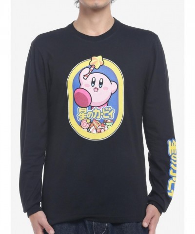Kirby Graphic Long-Sleeve T-Shirt for Men - Japanese Text Sleeves