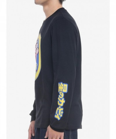 Kirby Graphic Long-Sleeve T-Shirt for Men - Japanese Text Sleeves