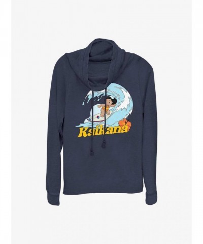 Disney Lilo & Stitch Kaikana Lightweight Blue Cowl Neck Sweatshirt for Girls