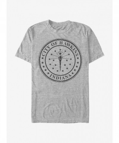 Stranger Things Authentic Hawkins Seal Tee - Grey Men's