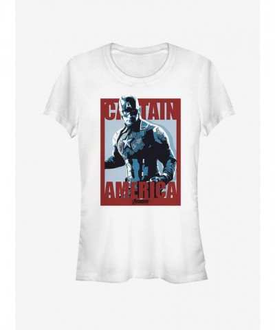 Marvel Captain America Endgame Poster T-Shirt for Girls - White