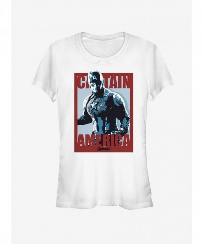 Marvel Captain America Endgame Poster T-Shirt for Girls - White