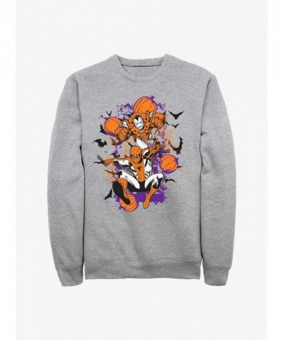 Marvel Grey Iron Man & Spider-Man Pumpkins Unisex Sweatshirt