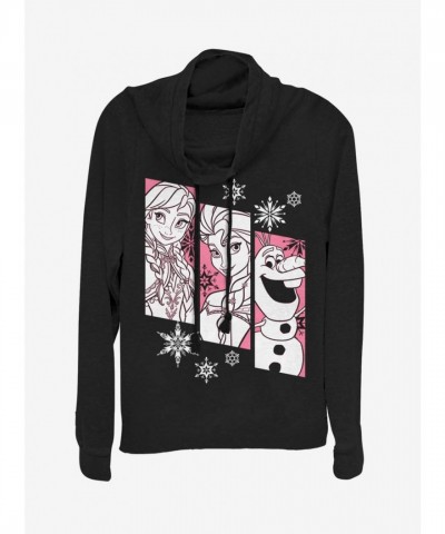 Disney Frozen Snow Trio Cowl Neck Sweatshirt for Girls - Black