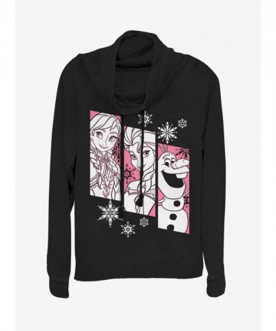 Disney Frozen Snow Trio Cowl Neck Sweatshirt for Girls - Black