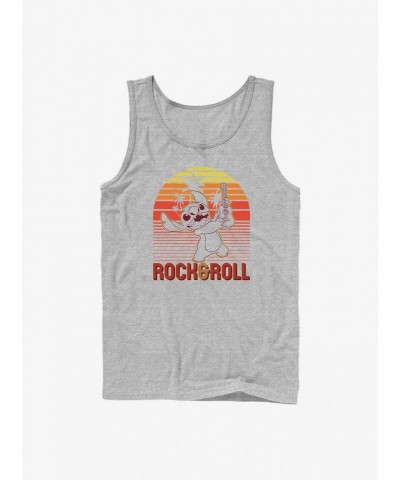 Disney Rock and Roll Stitch Men's Grey Cotton Tank Top