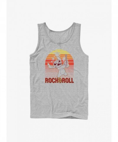 Disney Rock and Roll Stitch Men's Grey Cotton Tank Top