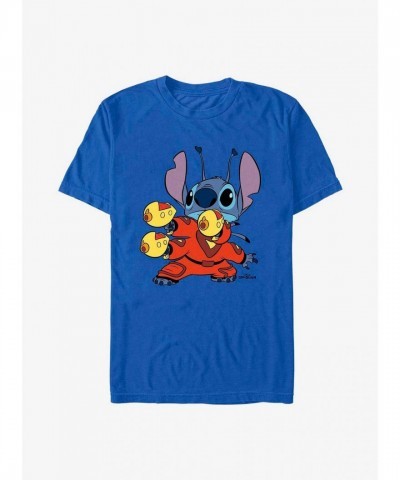 Disney Lilo & Stitch T-Shirt - Blue Men's Lightweight Cotton
